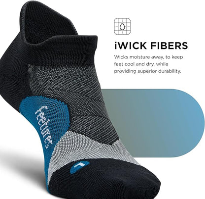 Feetures Elite Light Cushion No Show Tab Athletic Ankle Socks - Sport Sock with Targeted Compression