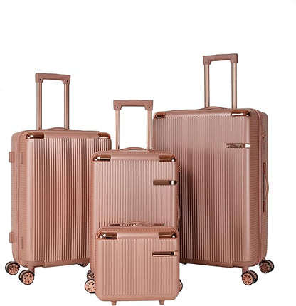 Merax Luggage Sets 4 Piece with Cosmetic Case TSA Lock, Hardside ABS Carry On Suitcase with YKK Zippers Lightweight Rolling Travel Luggage Sets with Spinner Wheels,14+20+24+28 IN,Rose Gold