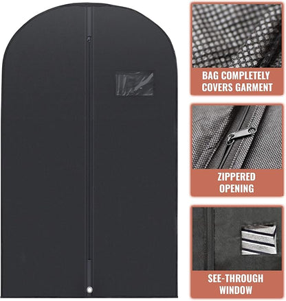 PLX 40" Black Garment Bags Suit Bag for Travel & Clothing Storage of Dresses, Shirts, Fur Coats, Jackets & Dance Costumes - Hanging Suit Cover for Men & Women Closet Storage Garment Protector