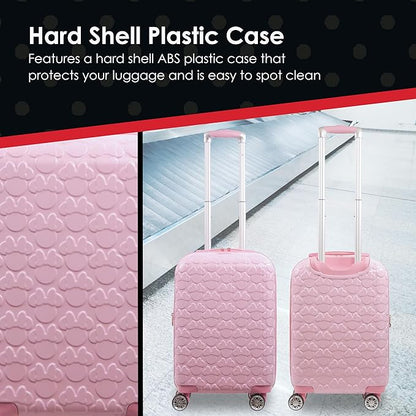 FUL Disney Minnie Mouse 22 Inch Carry On Rolling Luggage, Hardshell Suitcase with Spinner Wheels, Pink