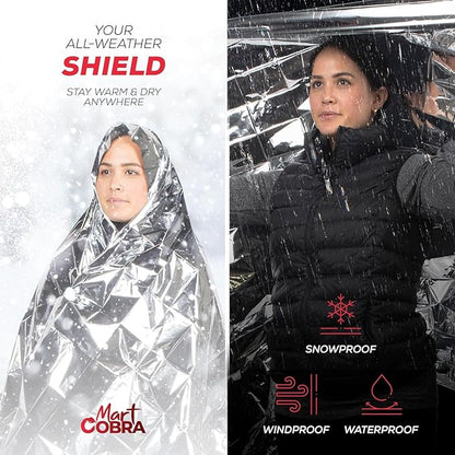 Emergency Blanket 4-Pack Space Mylar Blankets Survival Gear and Supplies Reusable Thermal Camping Hunting Essentials First Aid Car Backpacking Marathon Kit Prepper Go Rave Bug Out Bag Foil Cold Winter