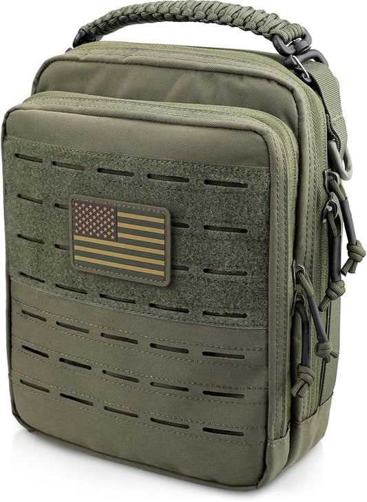 WYNEX Tactical Molle Admin Pouch, Utility EDC Pouch Organizer Modular Tool Pouch of Double Layer Design Medical EMT Attachment Bag Large Capacity with Elastic Webbing Insert Panel