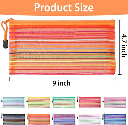 80 Pack 10 Colors Mesh Zipper Pouch Bags, Small Pouch Pencil Pouch Bulk, Cosmetics Makeup Bags Accessories Storage Bag, Home Organizing Office School Classroom Supplies