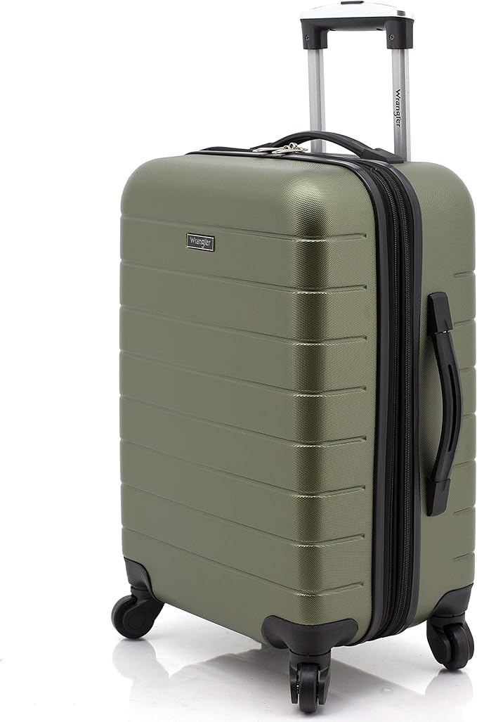 Wrangler Smart Luggage Set with Cup Holder and USB Port, Olive Green, 3 Piece