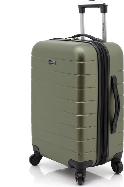 Wrangler Smart Luggage Set with Cup Holder and USB Port, Olive Green, 3 Piece