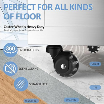 2 Inch Ball Caster Wheels - Stem Casters Set of 4,Heavy Duty 1200 LBS,360° Swivel,Non Marking Polyurethane,Black Replacement Castors for Furniture, Cabinet, Cart,Coffee Table (Black)