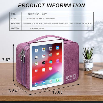 SELLYFELLY Electronic Bag Travel Cable Accessories Bag Waterproof Double Layer Electronics Organizer Portable Storage Case for Cable, Cord, Charger, Phone, Adapter, Power Bank, Kindle, Hard Drives