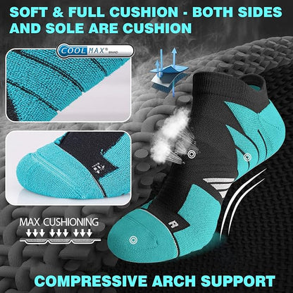 Hylaea No Show Running Athletic Anti-Blister Wicking Coolmax Socks, Seamless Anti-odor