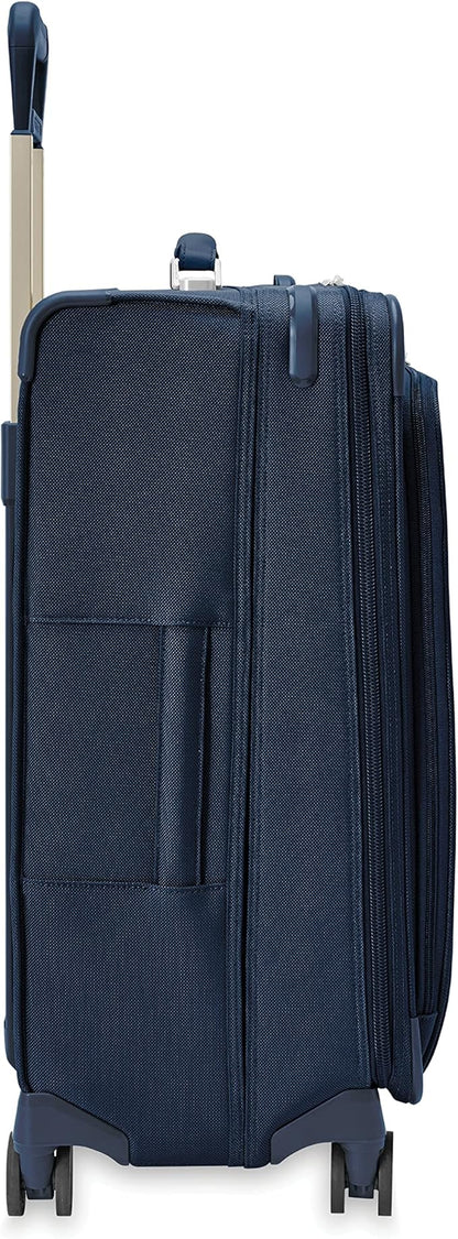 Briggs & Riley 26" Medium Expandable Spinner - Checked Luggage for Travel, Suitcases with Wheels, Softside Rolling Bag for Men & Women, Self-Repairing Zipper - Baseline Collection, Navy