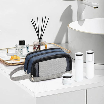 Yeiotsy Men's Travel Toiletry Bag – Color Clash Dopp Kit with Mesh Pockets, Durable Shaving Organizer for Gym, Camping & Weekend Trips