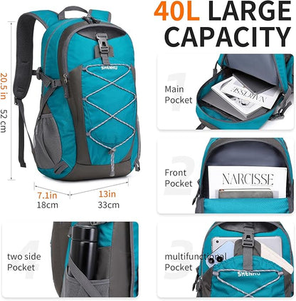 40L Hiking Backpack Lightweight Daypack Waterproof Travel Camping Backpack for Men Women Sport Packable
