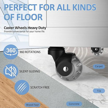 2 Inch Ball Caster Wheels - Stem Casters Set of 4,Heavy Duty 1200 LBS,360° Swivel,Non Marking Polyurethane,Black Replacement Castors for Furniture, Cabinet, Cart,Coffee Table (Grey)