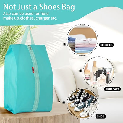 6pcs Portable Shoe Organizer, Travel Pouches with Zipper, Golf Shoe Bags, Clothes Bags, Soccer Cleats Bag Shoe Pouch for Gym, Waterproof, Odor-Resistant (Blue)