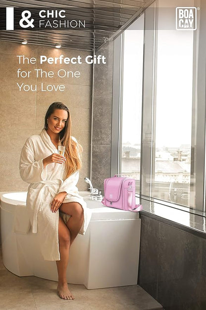 BOACAY Extra Large Hanging Travel Toiletry Bag for Women and Men, Makeup Bag, Bathroom & Shower Organizer Kit for Accessories, Cosmetics, Essentials