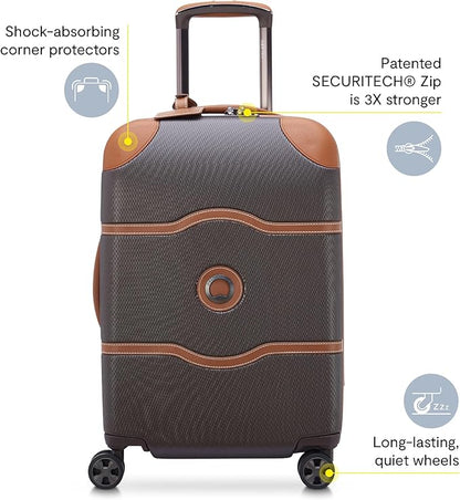 DELSEY PARIS Chatelet Air 2.0 Hardside Luggage with Spinner Wheels, Chocolate Brown, Carry on 19 Inch