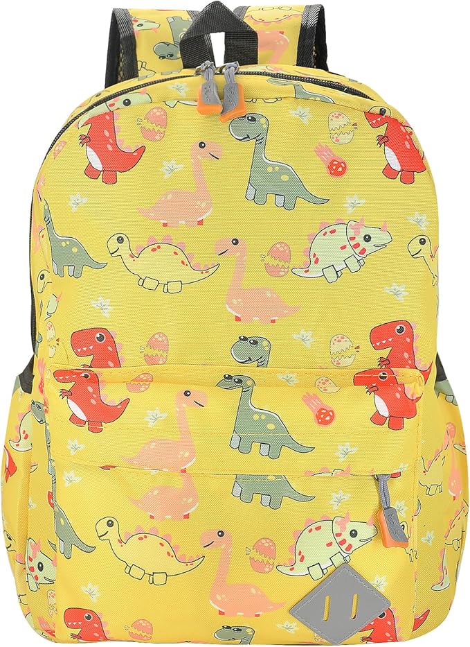 Kids Backpack for Girls Boys - 15 Inch Dinosaur Childrens Backpack Cute School Bag Kindergarten Backpack for Ages 3-8, Yellow
