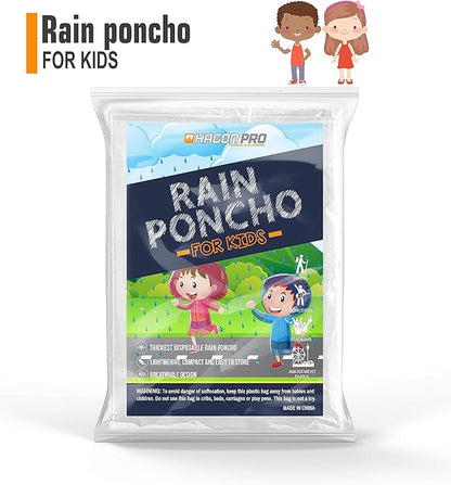Hagon PRO Disposable Rain Poncho for Kids with Hood (5 Pack) – Lightweight Waterproof Toddler Rain Coat & Emergency Ponchos for Travel & Theme Parks