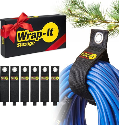 Heavy-Duty Wrap-It Storage Straps, 17-inch (6 Pack) - Extension Cord Organizer, Storage, Cord Straps, Cable Straps for Hoses, Rope, RV, Workshop, Boat, Tools, and Garage Wall Storage and Organization