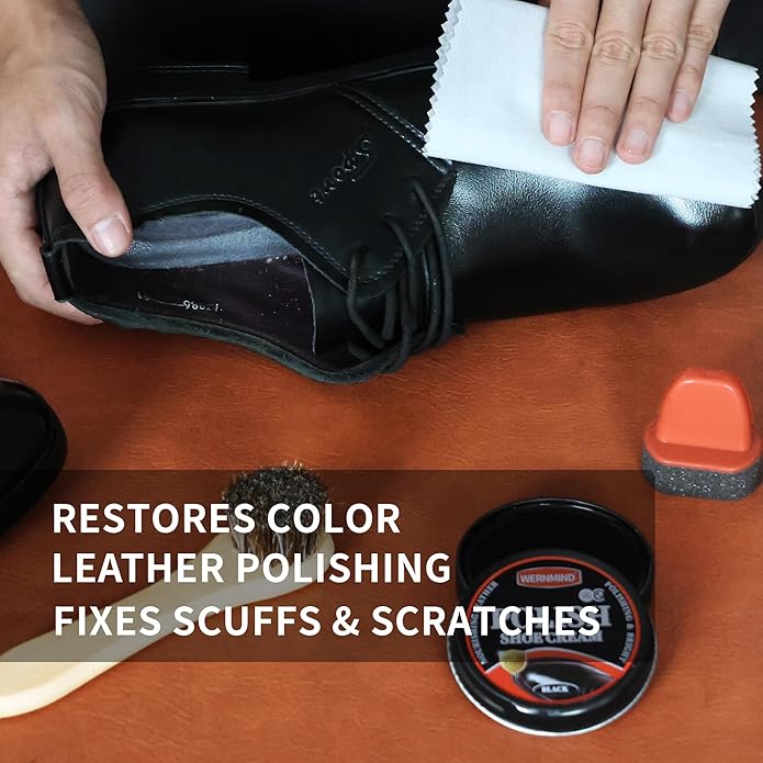 Black Brown Shoe Polish Kit Saddle Soap Mink Oil Leather Boot Shoe Shine Kit Conditioner Cream Wax Care Clearner Set