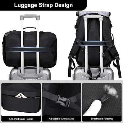 PIJUSHI Travel Backpack for Women Men Carry on Duffle Bag Backpack For Airplanes Luggage Rucksack with Shoe Compartment(PE048 Classic Black)