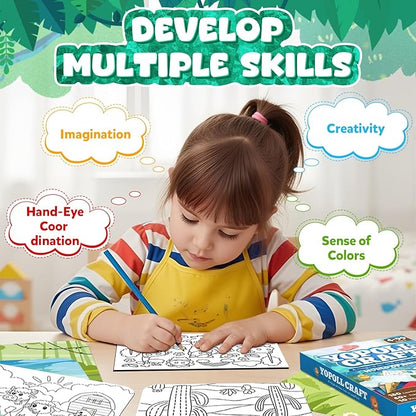 YoPoll Foil Art Craft Kits for Kids, Mess-Free DIY Creative Activity Set, Fun Arts and Crafts Toys for Boys & Girls, Peel & Press Foil Art Kit for Kids, Travel Toy and Birthday Gift (Animals)