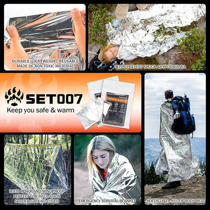 12-Pack Emergency Mylar Thermal Blankets, 82"x62" Space Blankets Foil Blanket, XL Camping Blanket for Outdoors, Hiking, Survival kit, Bug Out Bag，Marathons or First Aid, Silver