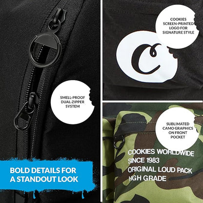 COOKIES Orion Canvas Backpack 22.8L – Large Travel Backpack for Men & Women, Carry-On, Work, Stylish & Spacious Bag - Navy