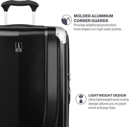 Travelpro Pathways 3 Hardside Expandable Luggage, 8 Spinner Wheels, Lightweight Hard Shell Suitcase, Carry On 21 Inch, Black Knight