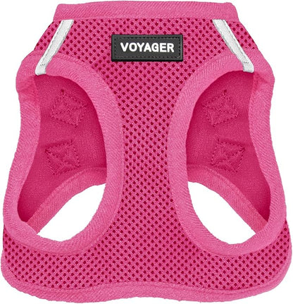 Best Pet Supplies Voyager Step-in Air Harness - All Weather Mesh, Reflective, No Pull Harness for Dogs, Cats - Secure with Hook & Loop Fastener, Buckle, Double D-Rings - Fuchsia, L