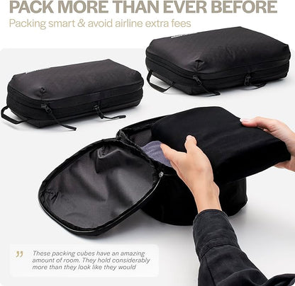Aerotrunk Ultralight Compression Packing Cubes - Lightweight Travel Organizers for Suitcases and Luggage (3-Pack, Black)