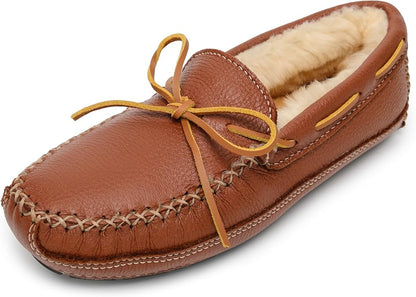 Minnetonka Men's Sheepskin-Lined Moose Slippers