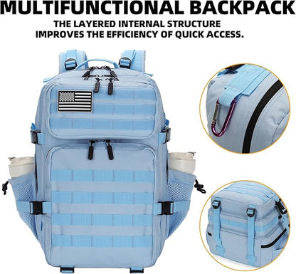 45L Tactical Assault Backpack 3 day assault pack with Molle Waterproof backpack Rucksack for Tactical Backpacks (Light blue)