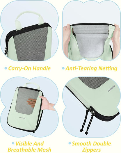 BAGSMART Compression Packing Cubes for Travel, 6 Set/5 Set/4 Set, Compression Suitcase Organizer Bags Set for Suitcases Travel Essentials, Lightweight Packing Organizers
