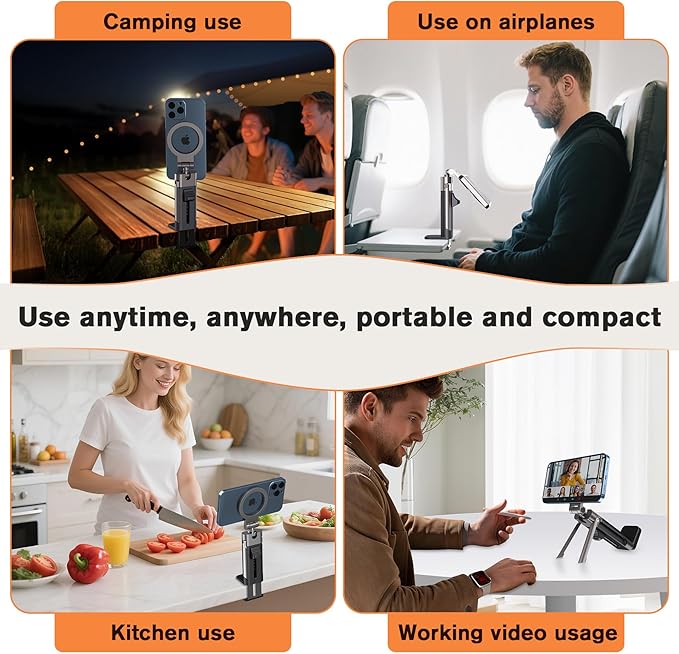 Airplane Phone Holder Mount,360° Adjustable Hands-Free Mount,Handsfree Airport Mount Long Flight Must Haves for Woman Man Fits iPhone 17 16 15 14 Pro Max Series