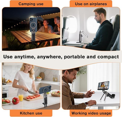 Airplane Phone Holder Mount,360° Adjustable Hands-Free Mount,Handsfree Airport Mount Long Flight Must Haves for Woman Man Fits iPhone 17 16 15 14 Pro Max Series