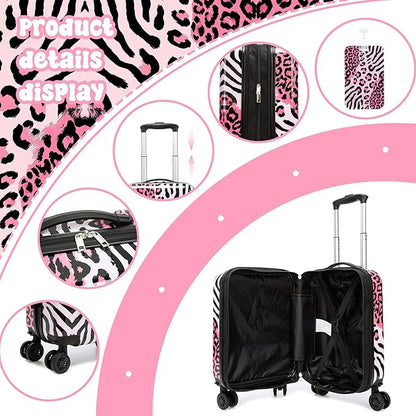 Kid's Luggage Set 2 Piece Suitcase Set Hardside Luggage with Spinner Wheels Girls Carry on Toddler Travel Rolling Suitcase with Neck Pillow Airline Approved