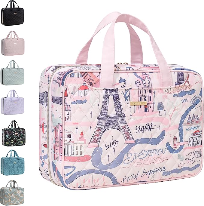 Everfun Hanging Travel Toiletry Bag Christmas Gifts for Women Traveling With Leakproof Compartment Makeup Cosmetic Organizer Dopp Kit Travel Accessories Essentials Must Have