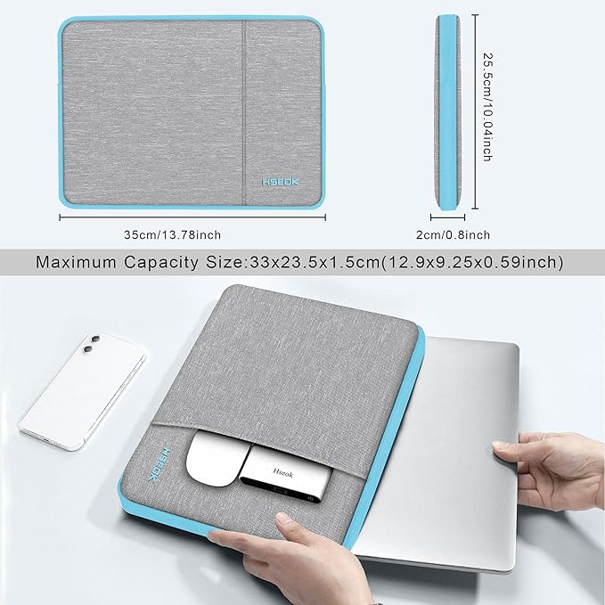 Slim Laptop Case 13.3 14 inch Sleeve, Rainproof & Shockproof Carrying Case for Notebooks Compatible with MacBook Pro 14" and All Models 13.3" MacBook Air/Pro, Most Popular 13"-14" PC,Gray-Blue