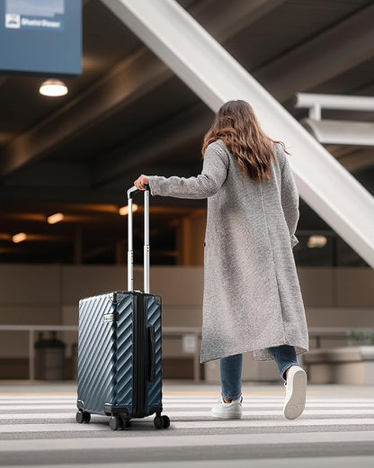 Carry On Luggage 22x14x9 Airline Approved, KVC Expandable Polycarbonate Hard Shell Suitcase for Travelling (EX-Core, Cherry, 20-Inch, 40L-44L)