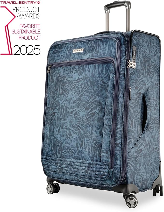 Ricardo Beverly Hills Avalon Softside Large Check-In Luggage Made with Sustainable 100% Recycled PET (rPET), Lightweight, Eco-Friendly Travel, Expandable, Dual Spinner Wheels, Serengeti Night, 28-inch