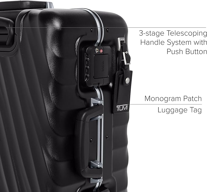 TUMI 19 Degree Frame Continental 4 Wheel Carry-On - Lightweight Suitcase - Hard Shell Luggage - 21.8" X 15.8" X 9.0" - Black Textured