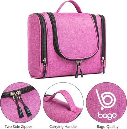 Bago Travel Toiletry Bag for Women and Men X-Large Waterproof Hanging Large Toiletry Bag for Bathroom and Travel Bag for Toiletries Organizer - Makeup Bag (SnowPink)