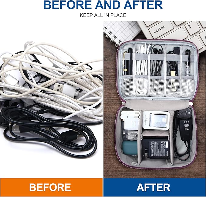 SELLYFELLY Electronics Organizer Travel Universal Cable Organizer Bag Waterproof Electronics Accessories Storage Cases for Cable, Charger, Phone, USB, SD Card, Hard Drives, Power Bank, Cords