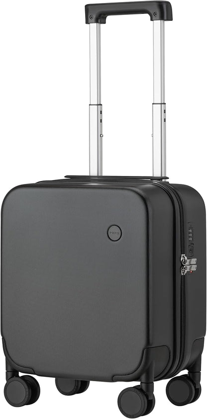 mixi Upgrade Carry on Luggage 14 Inch Underseat Personal Item Suitcases with Spinner Wheels, Hardside Rolling Suitcase PC with TSA Lock Lightweight Travel Case, Fine Grid Black