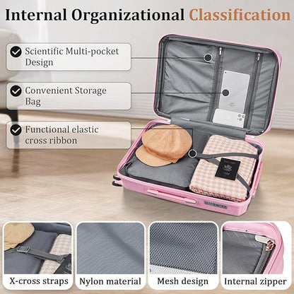 4-Piece Hardshell Luggage Set with TSA Locks, Expandable Suitcases and Silent Spinner Wheels - Vibrant Colors for Easy Identification (14/20/24/28 Inch) - Family Travel Suitcase Sets