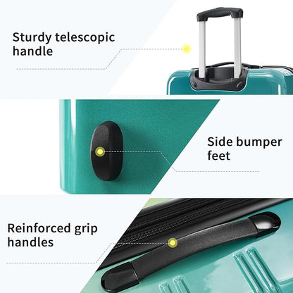 Merax Luggage Sets 3 Piece, Hardside Expandable Suitcase Set with Spinner Wheels, Lightweight Multicolor 20+24+28 IN Suitcase with Carry on Luggage, Green and Yellow