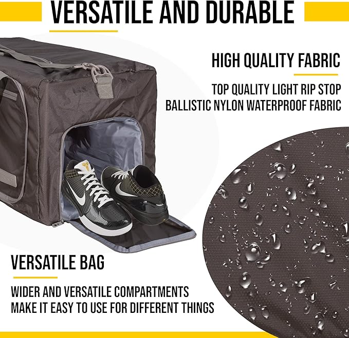 LEGEND 80L Foldable Duffle Bag for Travel - Packable Duffle Bags w/Shoe Compartment - Tear Resistant Collapsible Duffel Bags for Traveling - Lightweight Folding Duffel Bag for Men & Women -Chocolate