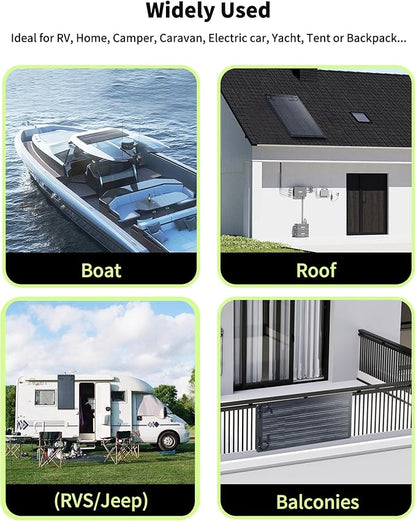 400W Flexible Solar Panel Greenmagic 2 PCS 200W Solar Panels IP68 Waterproof 20V Ultra Thin Lightweight Charger for RV Marine Boat Cabin Van Car Uneven Surfaces Monocrystalline Bendable