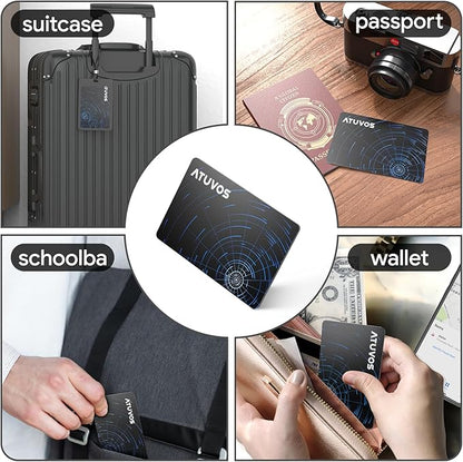 ATUVOS Dual-System Air Card Tag 1 Pack, Rechargeable Wallet Tracker Compatible with Android Google Find Hub or iOS Apple Find My APP, Smart Item Finder Locator for Wallet/Luggage/Passport