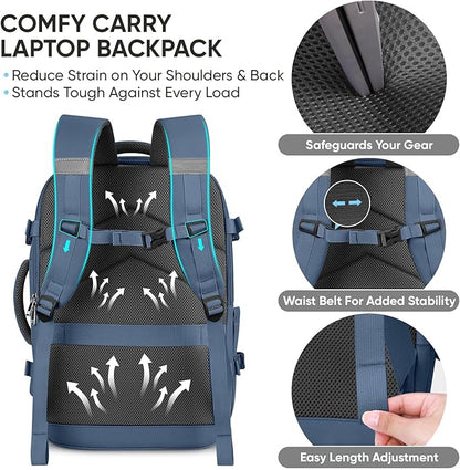BALEINE Travel Backpack for Women Men, Large Sturdy Carry On Laptop Backpack Gifts for Business, Casual, Weekender, Hiking (Large, Dusty Blue)